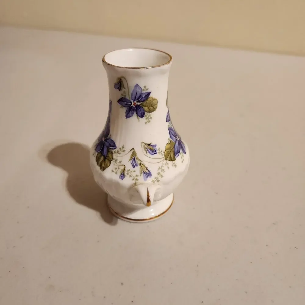 Vintage Royal Grafton Porcelain Bud Mini Vase Jacobean Violets China Decor